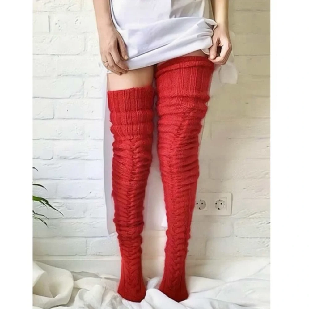 Cozy Red Knee High Socks red